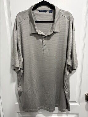 Cutter & Buck Men’s Polo Shirt Size 3XL Big 3XLB Gray Pinstripe